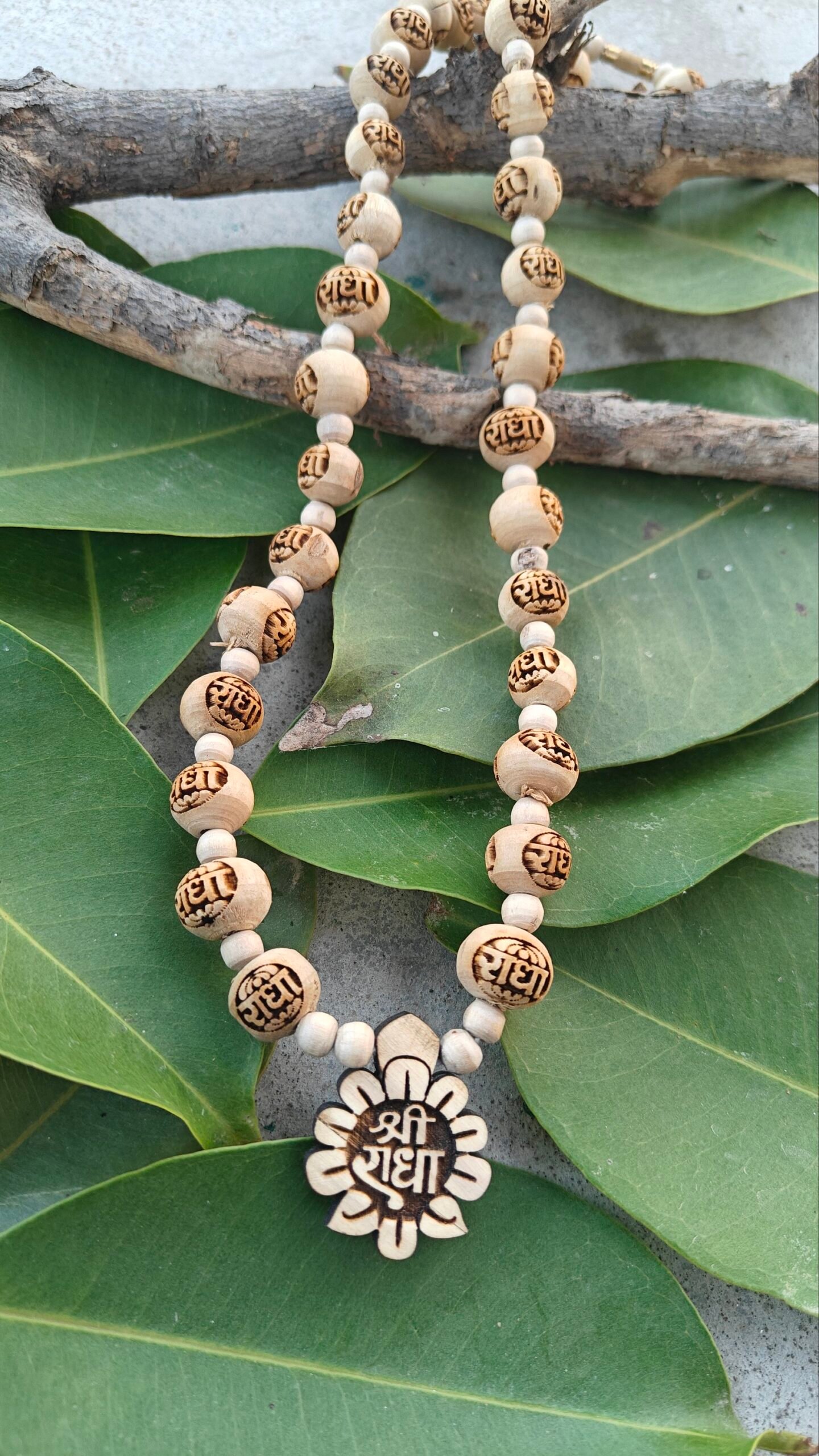Shree Radha Flower shape locket mala with radha tulsi beads - Image 2