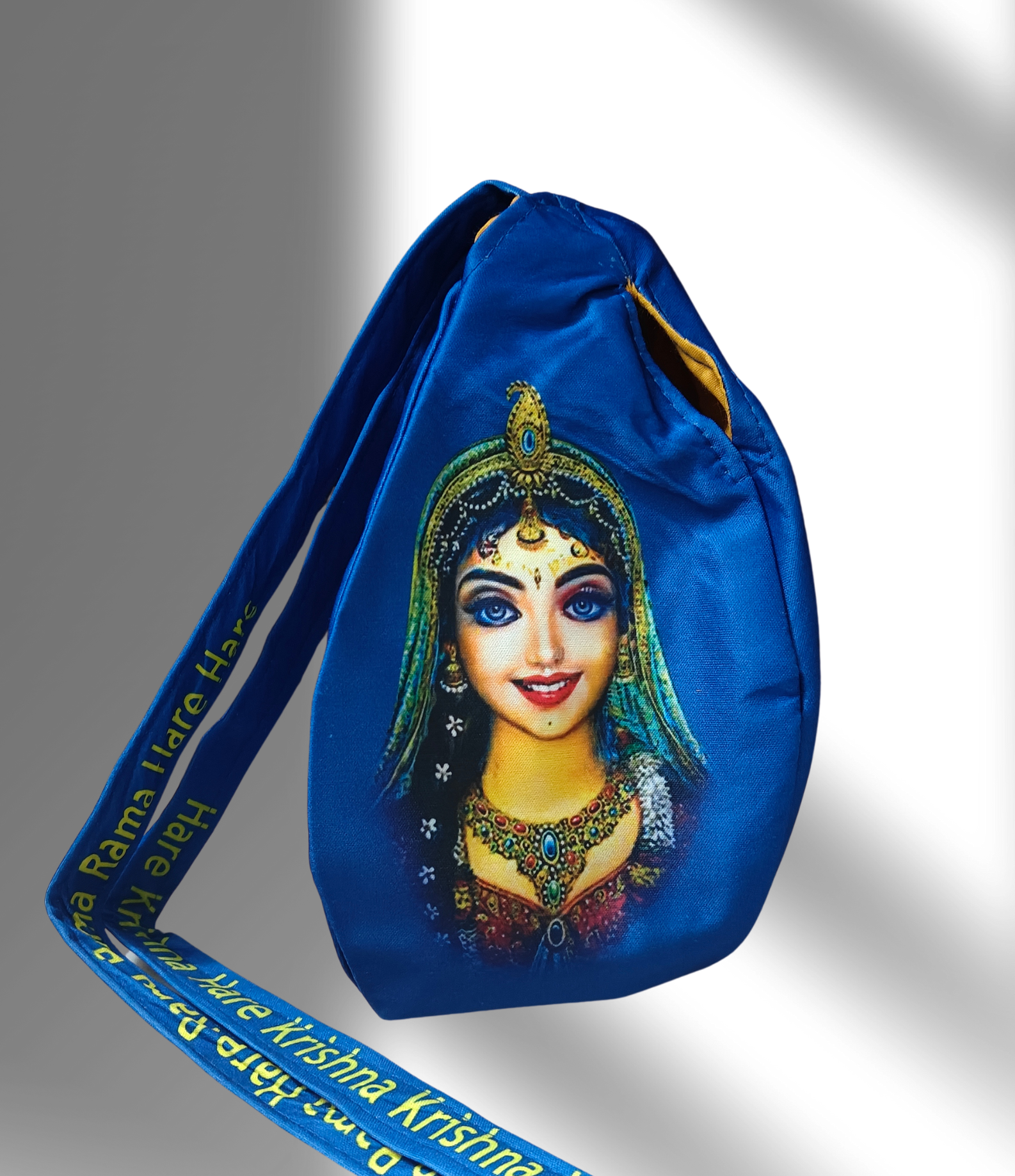 Radha Rani Face Blue Multiprint Japa Bag