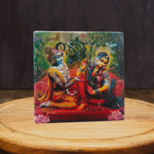 Radha Krishna 4*4 inch ceramic art with stand