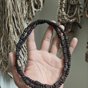 2 round black brown radha naam kanthi mala