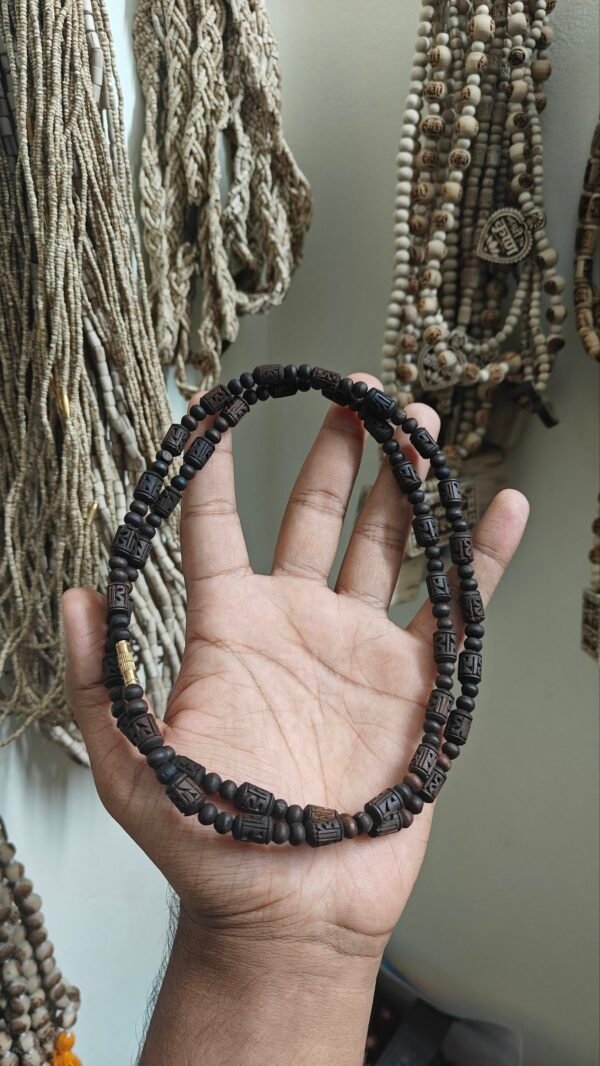 2 round black brown radha naam kanthi mala