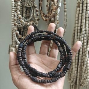 3 round black brown radha kanthi mala