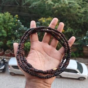3 round black brown radha kanthi mala