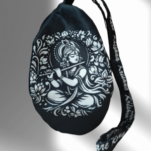 Krishna with flute black japa bag