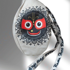 Jagannath Ji beige multi printed japa bag