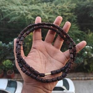 Dark brown Handcrafted Radha name beads tulsi kanthi mala 2 round