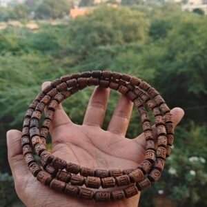 Light brown Handcrafted Radha name beads tulsi kanthi mala 3 round