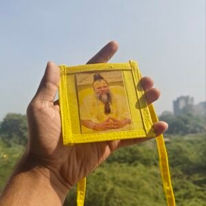 Yellow hanging jholi with chain- Double side photo