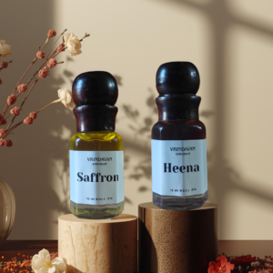 Saffron and Heena Premium Winter Combo Attar – Alcohol Free Long Lasting Seva Attars for Shreeji & Thakurji