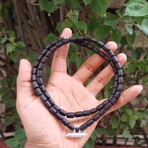 Silver Kavach with Black Long Beads Tulsi Mala 2 round