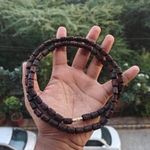 Dark brown Handcrafted Radha name beads tulsi kanthi mala 2 round