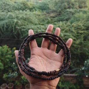 3 round black brown radha kanthi mala - Thumbnail Image 2