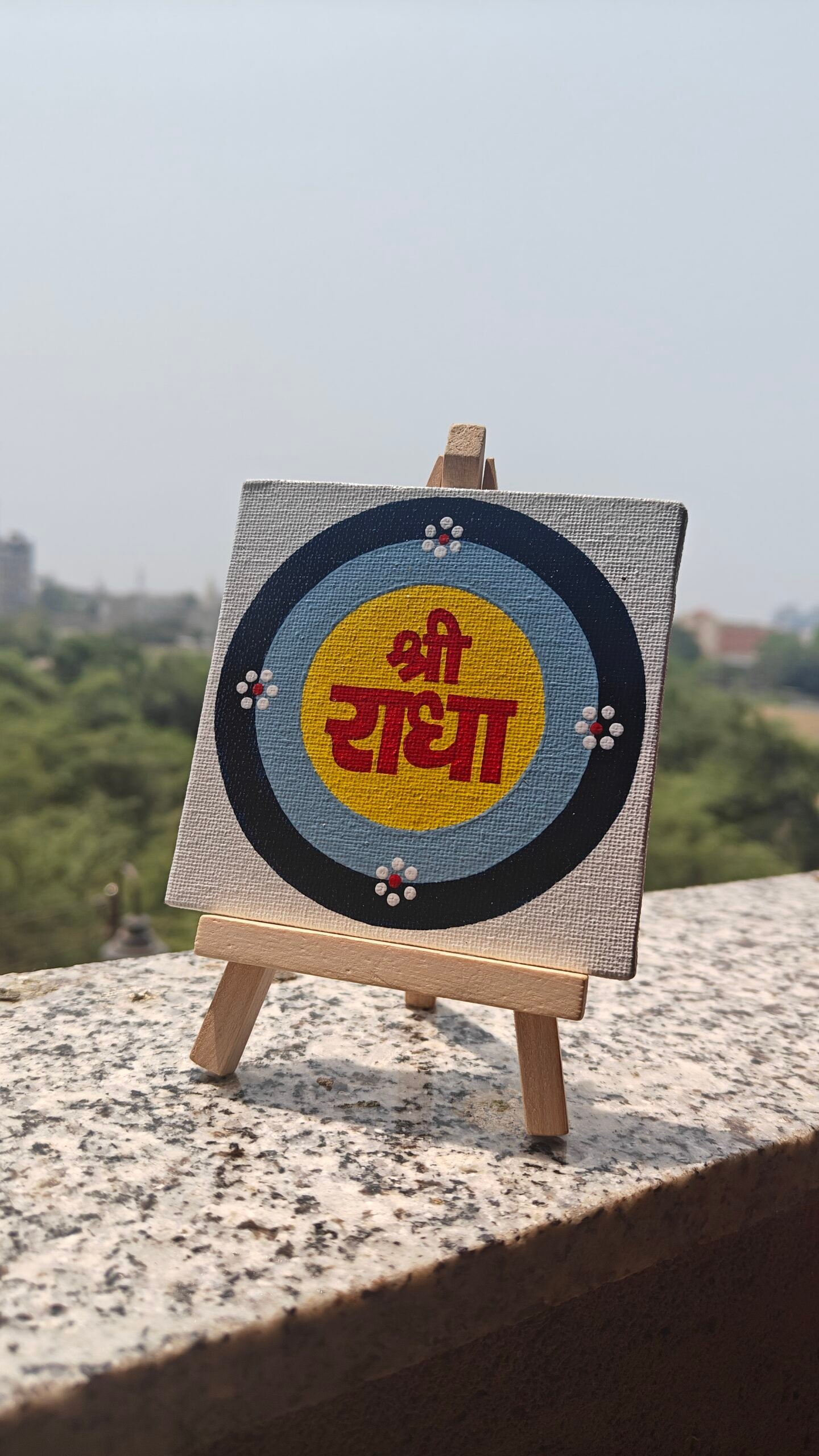 Hand-painted radha naam painting with stand - Image 1