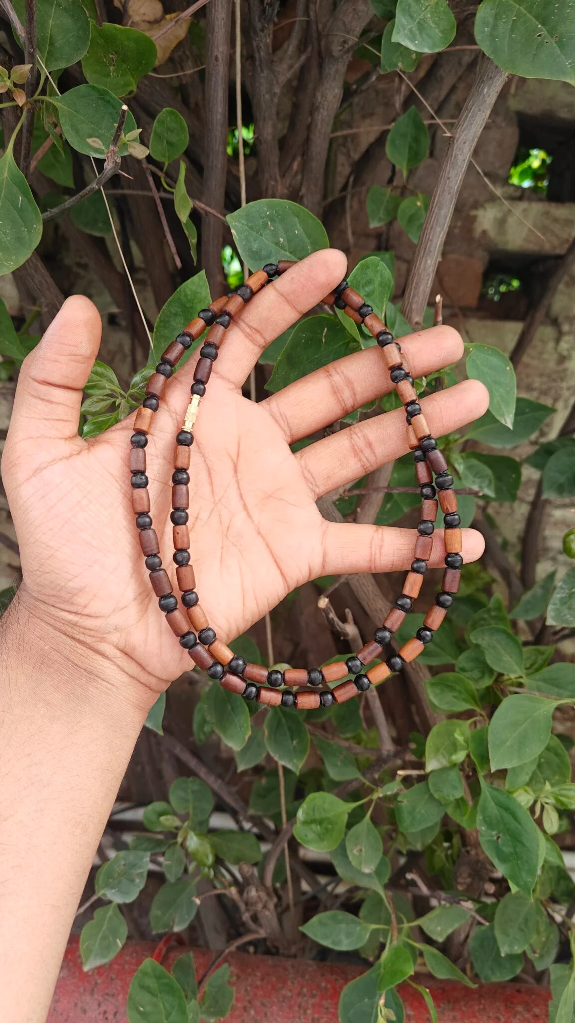 Black Brown Tulsi kanthi mala mix beads - Image 3
