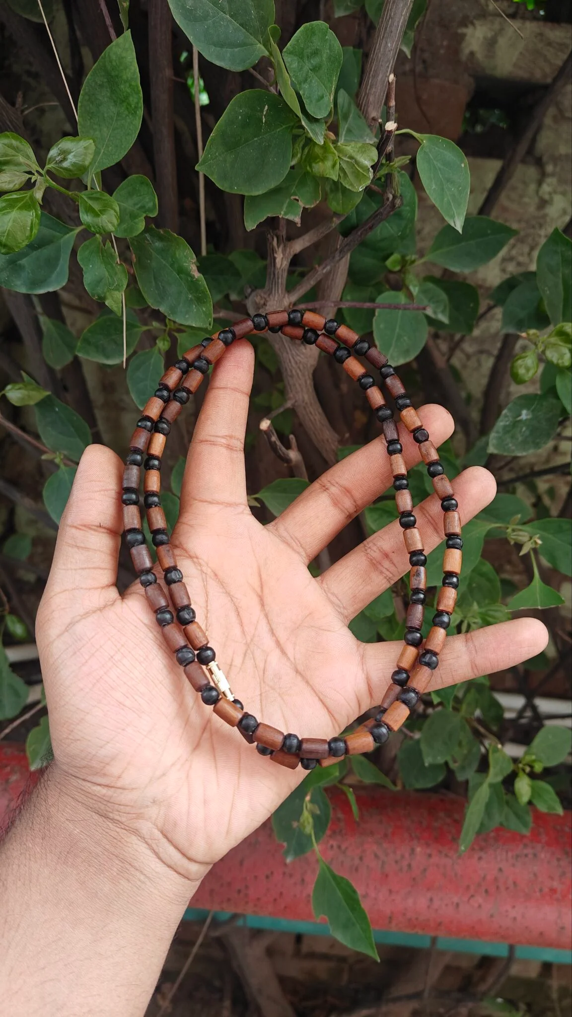 Black Brown Tulsi kanthi mala mix beads - Image 2