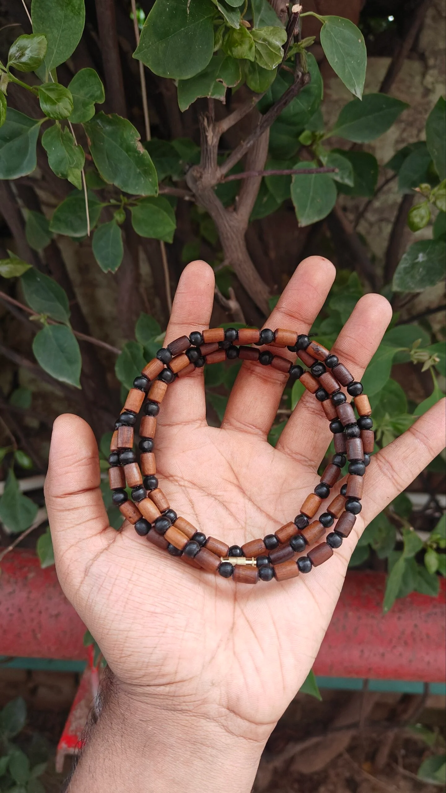 Black Brown Tulsi kanthi mala mix beads - Image 1