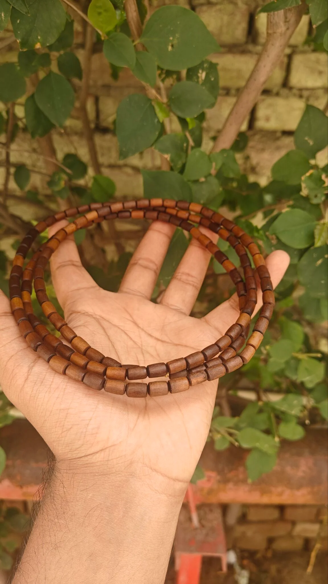3 Round Brown Tulsi Kanthi Mala ( long beads) - Image 3