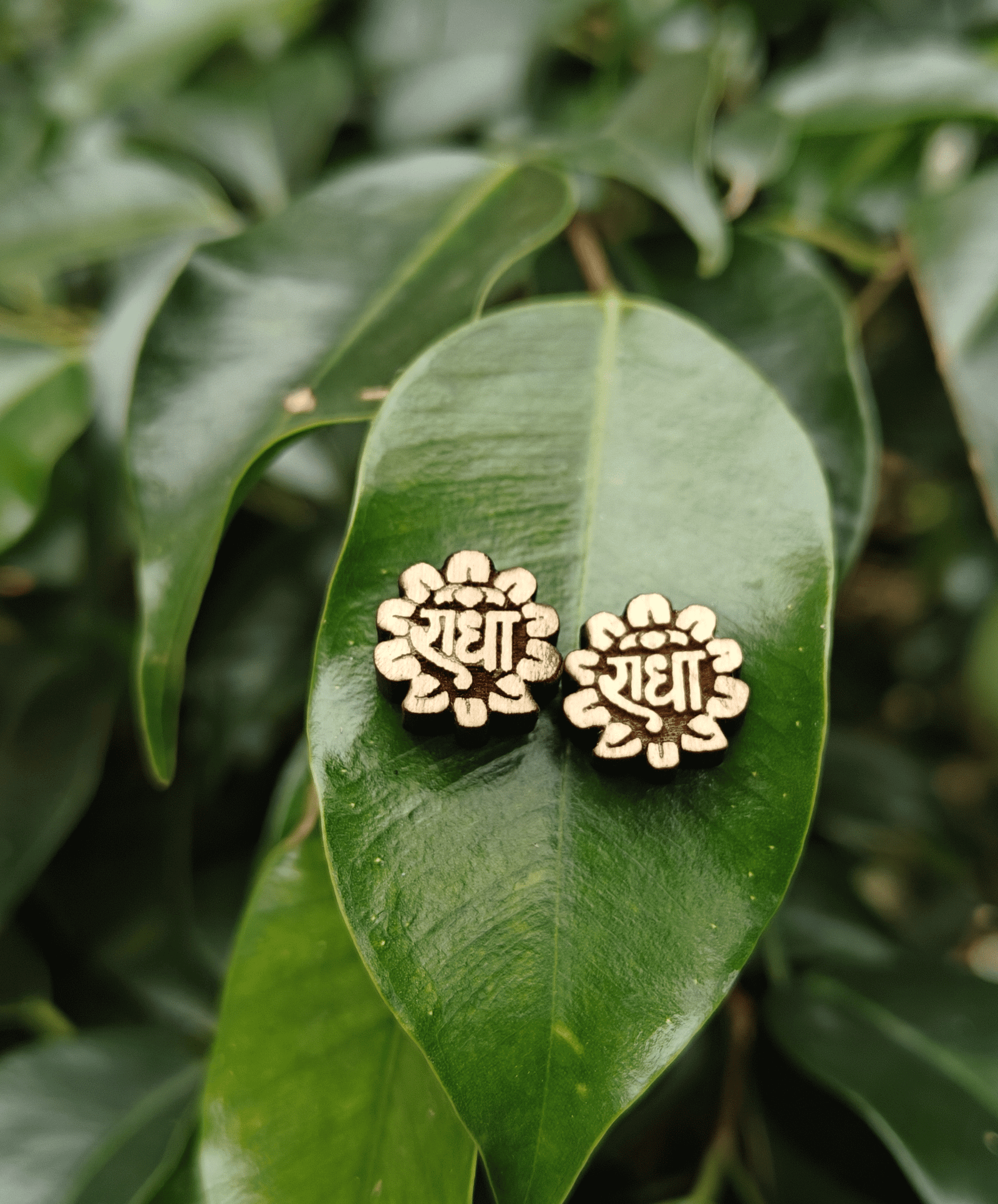 Radha Naam Tulsi Earrings ( Flower Shaped) - Image 1